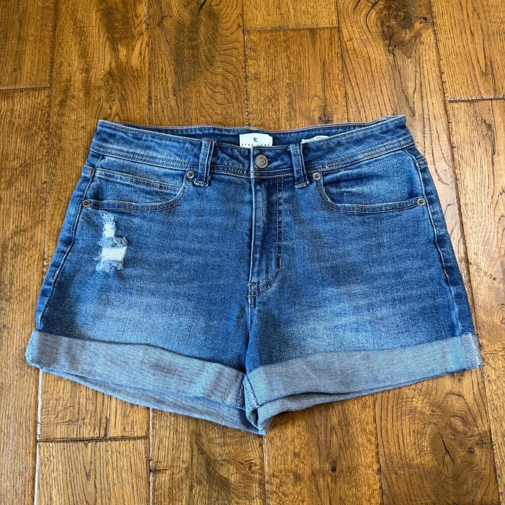 Lot of 2 Shorts True Craft Mid-Rise Shorty Stretch Denim Cuffed Women’s Sz 6 - Picture 8 of 9
